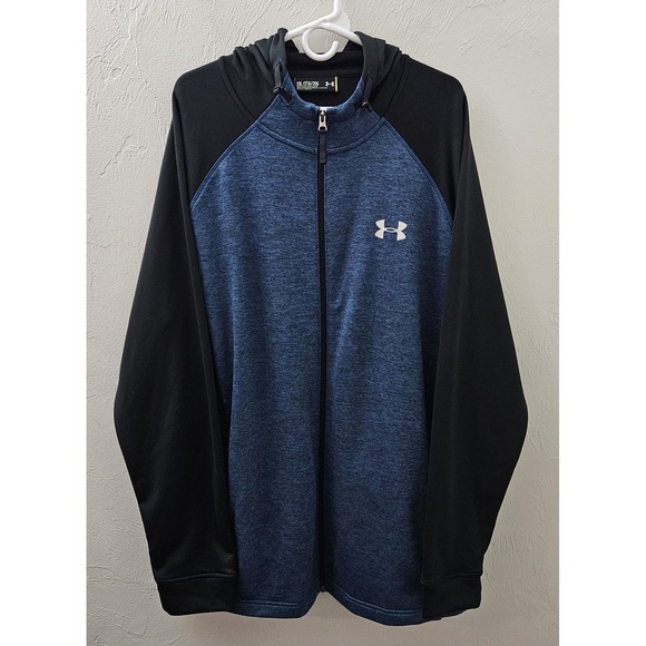 Under Armour Other - Under Armour Jacket Mens 2XL XXL Blue/Black Warm Up Full Zip Cold Gear Hoodie